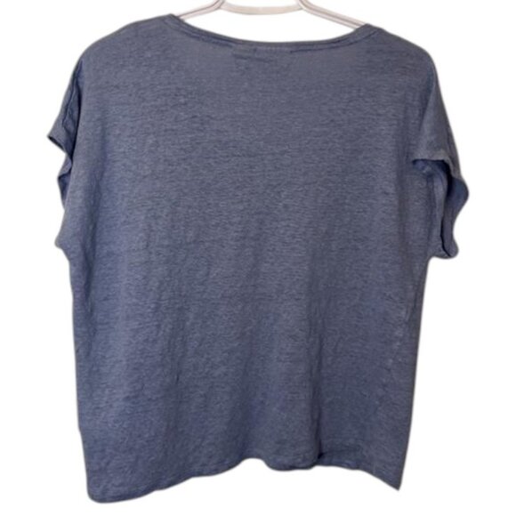 Rachel Zoe deep blue linen V-neck shirt size L - Picture 3 of 4